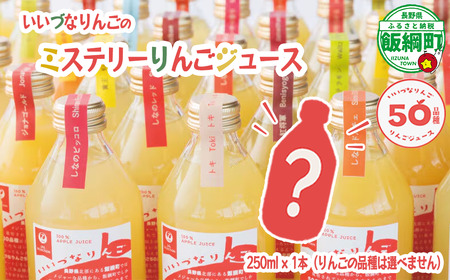 ミステリーりんごジュース 信州 飯綱産りんごジュース[ 品種おまかせ ] 250ml × 1本 いいづなりんご50品種 泉が丘喫茶室 沖縄県への配送不可 飲料 果汁飲料 りんご リンゴ 林檎 ジュース 100% ストレート 4500円 50 いいづなコネクト EAST 長野県 飯綱町 [1988]