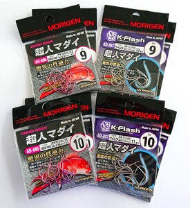もりげん(MORIGEN)　釣針　超人マダイ　8枚セット(9号/各色2枚・10号/各色2枚)　釣り針 釣り 真鯛 マダイ