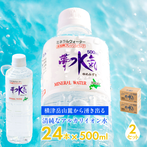 ミネラルウォーター夢水氣（500ml×24本）2セット 天然アルカリイオン水 NABI008