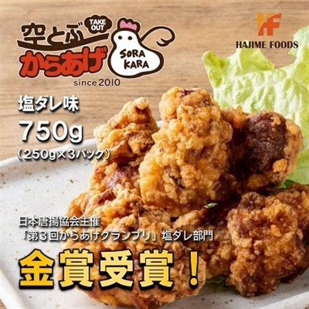 空とぶからあげ 750g(250g×3パック)オカンの特性塩ダレ味 電子レンジで温めるだけ 冷凍便【配送不可地域：離島】【1257667】