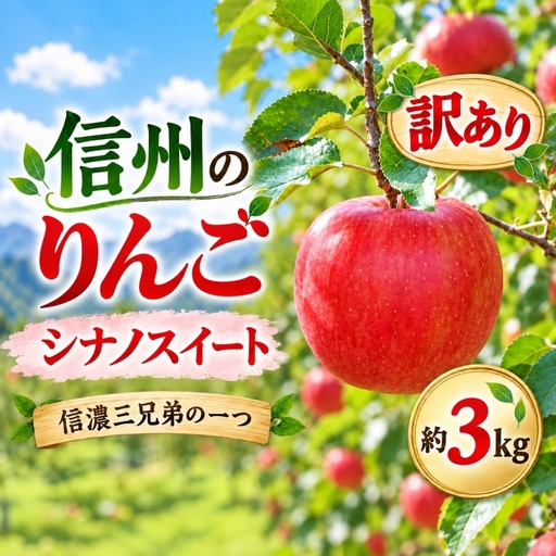 りんご 令和8年10月中旬頃発送 シナノスイート 訳あり 約3キロ！ 信濃三兄弟の一つ【010-e0】