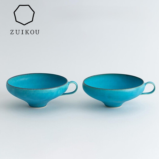 【瑞光窯-ZUIKOU-】スープカップ ペアセット(ターコイズブルー/青)｜京都 清水焼 食器 おしゃれ 人気