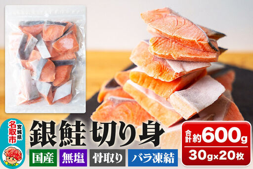 銀鮭 骨取切り身 約30g×20枚 計600g  センシン食品