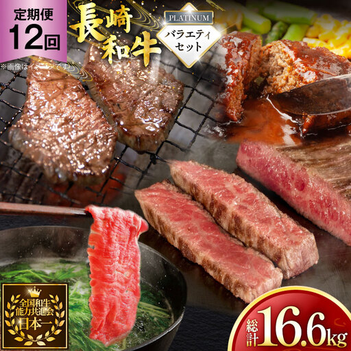 牛肉 和牛 定期便 長崎和牛 バラエティセット「プラチナ」 12回 総計16.6kg