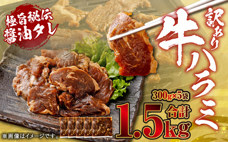 やわらか 牛ハラミ(サガリ)肉 極旨秘伝醤油タレ漬け 合計1.5kg(300g×5袋)[訳あり]ハラミ 牛肉 AS-194