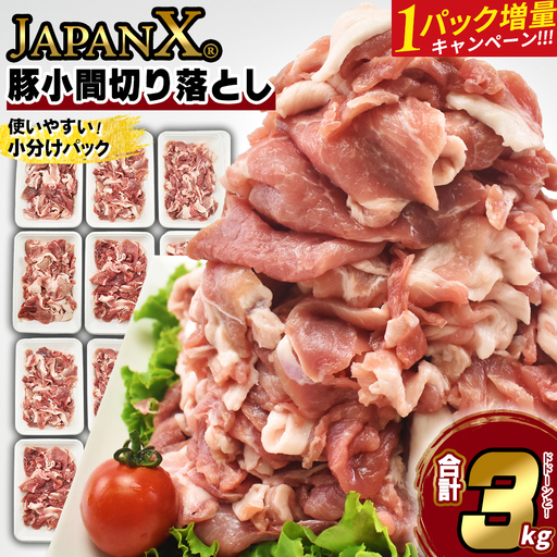 【期間限定・1パック増量キャンペーン！】JAPAN X 豚小間 切り落とし/計3kg+300g　【04301-0067】豚肉 豚 ブランド豚 小分け 豚こま 豚小間 切落し ジャパンエックス 蔵王 人気