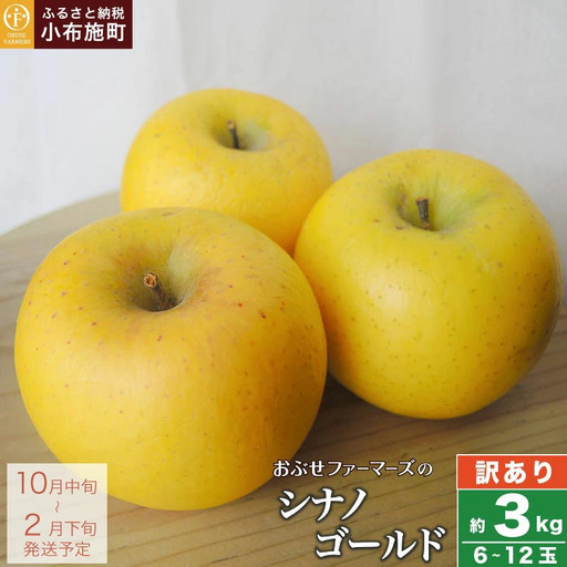 [訳あり] シナノゴールド 約3kg 6〜12玉 [おぶせファーマーズ] 不揃い 規格外 家庭用 果物 フルーツ りんご 林檎 リンゴ 長野県産 信州産 令和8年産 [2026年10月中旬〜2027年1月上旬発送] [FH-53]