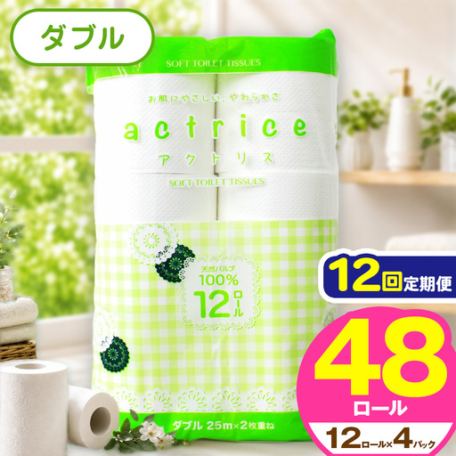  トイレット ペーパー ダブル 【 定期便12回 】 12ロール入り 4パック TH   | 栃木県 下野市