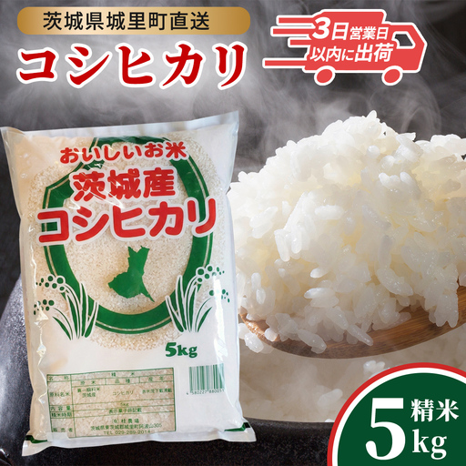 コシヒカリ 精米 5kg 令和7年産 スピード出荷 最短3〜7営業日出荷 産地直送 茨城県 城里町 精白米 米 ご飯 こしひかり 米 白米 精米 ( AX012 )