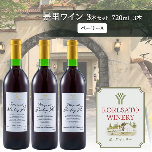 是里 ワイン 果実酒 ベーリーA 720ml 3本 岡山 赤磐市 お酒
