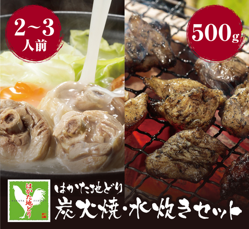 Z12-05 はかた地どり 炭火焼500g＆水炊き(2～3人前)セット 地鶏