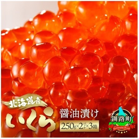 いくら醤油漬け(250g×2パック 500g)×3箱 北海道産の鮭卵【配送不可地域：離島】【1624306】
