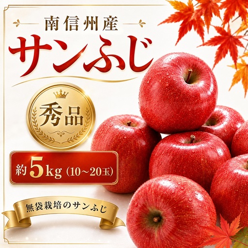 【南信州産】 サンふじ 約5kg 秀品 (10～20玉)【2026年11月下旬～順次発送】 ＪＡみなみ信州ＤＭセンター飯田市