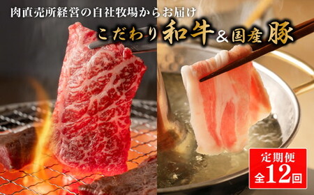 【定期便 全12回】お肉の直売所謹製　こだわり和牛&国産豚の美味しいお肉の定期便コース