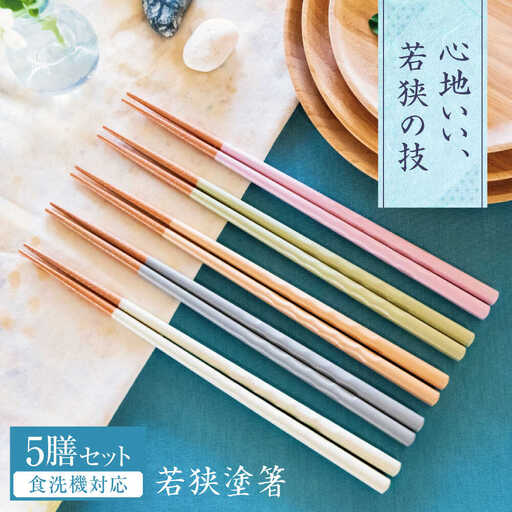若狭塗箸　【食洗機対応】持ちやすい木彫り箸 くすみカラー 5膳セット / 箸 はし 小浜市 / ヤマックス[BFCL012]