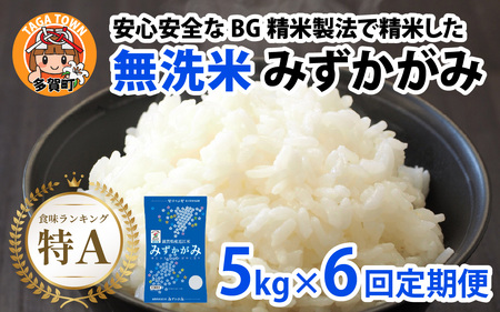 【令和7年産 毎月定期配送・計6回】 BG 無洗米 みずかがみ 5kg × 6回 [K-00404]