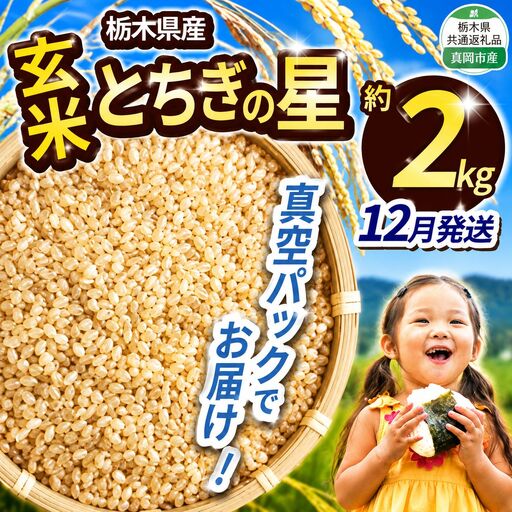 【栃木県共通返礼品】【先行予約】【12月発送分】令和8年度新米 栃木県産とちぎの星（玄米真空パック) 約2kg  | 栃木県 那珂川町 送料無料