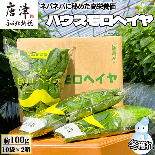 『先行予約』【12月上旬より順次発送】冬穫れハウスモロヘイヤ 100g×10袋×2箱 ネバネバ 高栄養価（βカロテン/各種ビタミン/カルシウム/カリウム/葉酸など) 