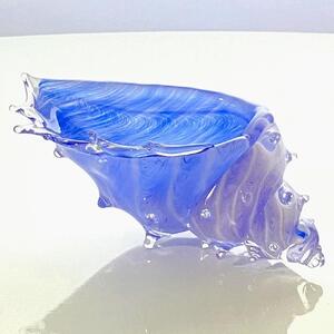  貝の形のガラスの器、青い海の「シェルの器」| 器 器