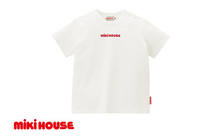ベビー服 ミキハウス 丸ロゴ半袖Tシャツ[白ー100]ベビー