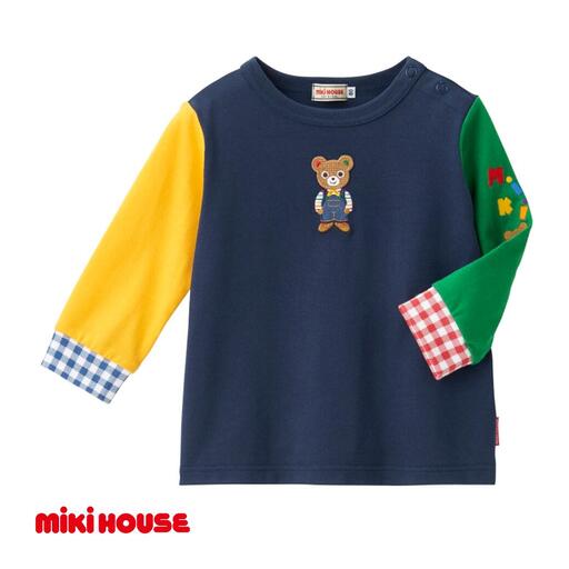 ベビー服 ミキハウス プッチー長袖Ｔシャツ【紺ー120】ベビー