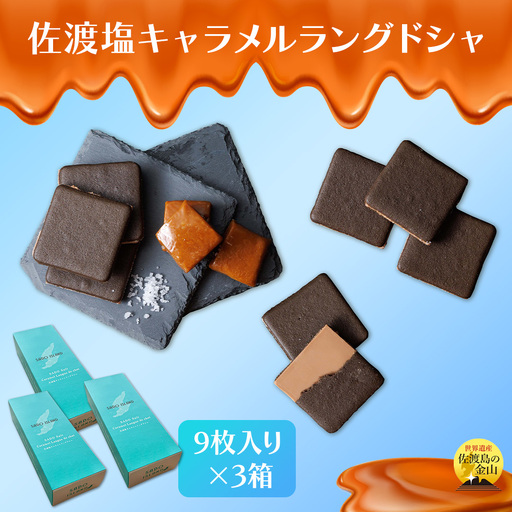 佐渡塩キャラメルラングドシャ 佐渡のめぐみ 深海塩使用 9枚入り×3箱