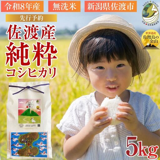 【令和8年産】佐渡産コシヒカリ 無洗米5kg 純粋コシヒカリ 数量限定 送料無料