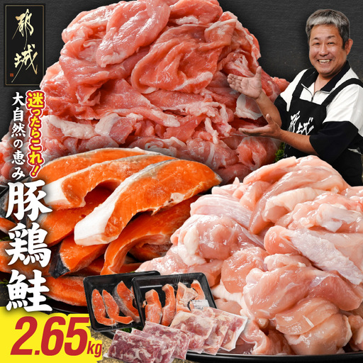 ≪肉×魚≫小分け3種セット(豚切り落とし250g×3P・鶏モモカット済300g×3P・銀鮭500g×2P)〔18-8403〕_(都城市) 小分けパック 冷凍 お弁当 おかず
