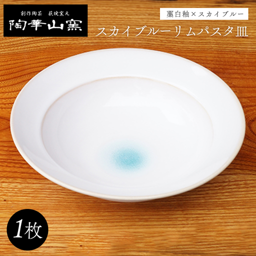 萩焼 スカイブルーリムパスタ皿