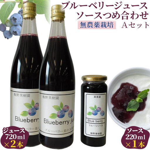 （Ａセット）ブルーベリージュース・ソースつめ合わせ【飯野果樹園 当園自慢の無農薬栽培！】  [No.148]