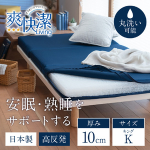 高反発寝具ブレスエアーR製敷布団「プレミア」キングサイズ 近江化成工業株式会社 滋賀県 東近江市 CC02 マットレス 敷き布団 厚み10cm 洗える 蒸れない 通気性 体圧分散 寝返り 腰痛対策 睡眠 快眠
