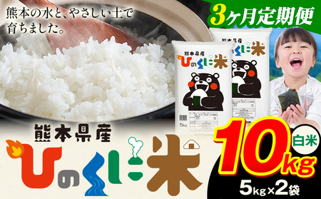 【3ヶ月定期便】白米 ひのくに米 10kg