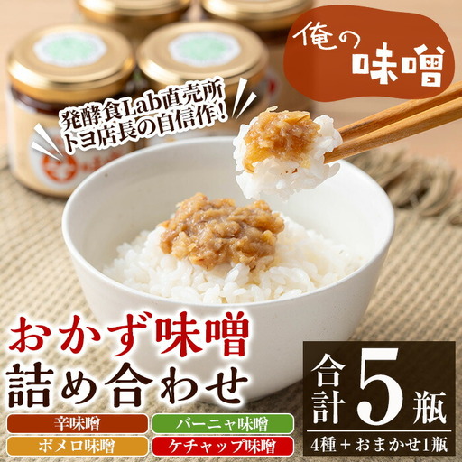 おかず味噌 100ｇ× 5瓶（辛味噌・ポメロ味噌・バーニャ味噌・ケチャップ味噌・ランダム1瓶） おかず味噌【00-112-02】