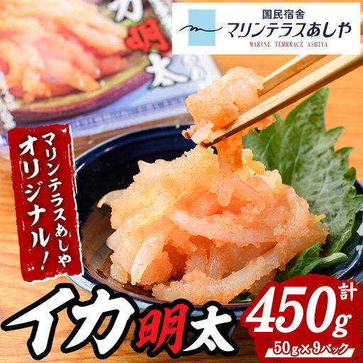 マリンテラスあしやのイカ明太(計450g・50g×9P) 明太 明太子 めんたい めんたいこ 海鮮 魚介 魚卵 いか イカ いかめんたい いか明太 セット 福岡 名物 おかず おつまみ 晩酌 冷凍【マリンテラスあしや】as13-008