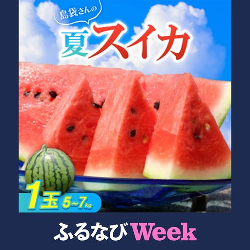 [ふるなびWEEK対象][先行受付・2026年8月中旬から順次発送]島袋さんの夏スイカ大玉 1玉(5.0〜7.0kg)[配送不可地域:離島]