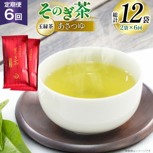 茶 お茶 緑茶 定期便 毎月 天然玉露 そのぎ茶 あさつゆ 玉緑茶 100g 2袋 6回 総計12袋