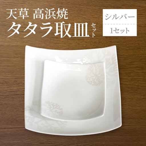 S026-099_天草 高浜焼 タタラ取皿セット シルバー1セット