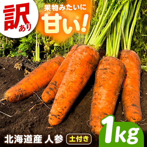 [先行予約]北海道 訳ありにんじん 1kg(土付き)にんじん [BEBA003]