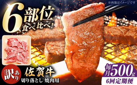 [全6回定期便][訳あり]佐賀牛 焼肉用 切り落とし 500g / 有限会社片岡精肉店 