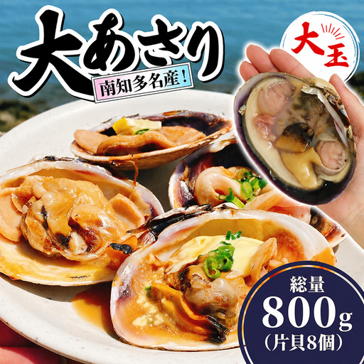 南知多名産！ 大 あさり カット済み 大玉 片貝8個 (400g×2p) 800g 冷凍 プロトン凍結 魚貝 鮮魚 魚太郎 特産品 バーベキュー 浜焼き 大 あさり