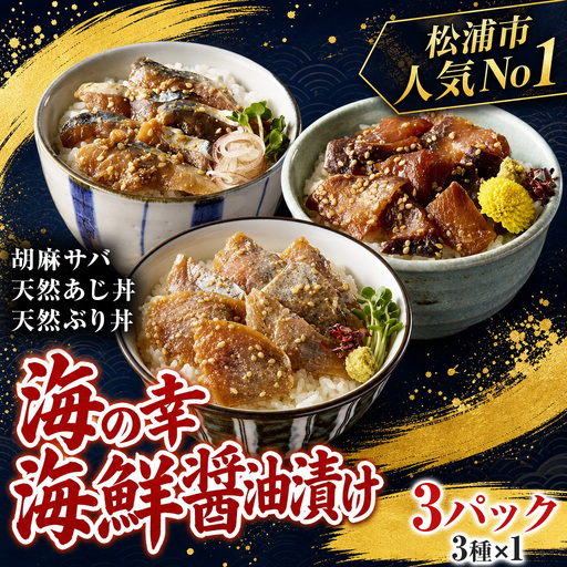 海鮮丼【海鮮漬け丼】3種×1P 流水解凍 鯖 ブリ 鯵 サバ さば ぶり【A6-028】