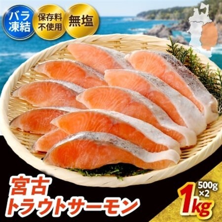 無添加・無塩　トラウトサーモン切身1kg入り(腹骨取り)【配送不可地域：離島】【1632507】