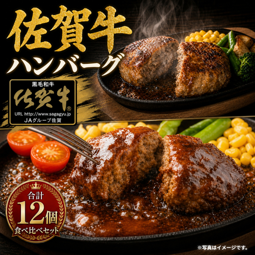 佐賀牛ハンバーグ　デミ・プレーン 12個 佐賀牛 国産牛 和牛 佐賀牛 ブランド牛 牛肉 肉 高級 ハンバーグ デミソース おかず 夕飯 人気 おすすめ 簡単調理 レンジ調理 冷凍 個包装 佐賀県 太良町 NB53