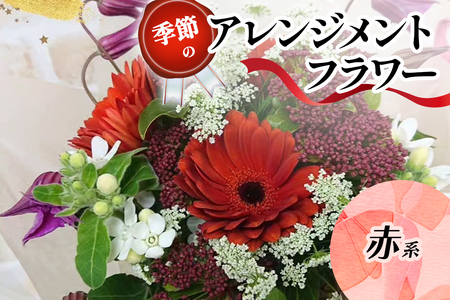 季節のアレンジメントフラワー赤系 [0208]