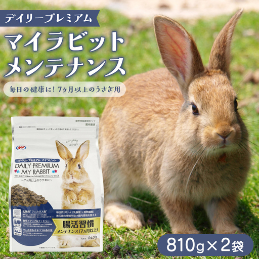 【9月30日受付終了】デイリープレミアム マイラビット 《メンテナンス》 810g × 2袋 うさぎ 小動物用フード ペットフード タンポポ オオバコ 桑の葉  乳酸菌配合 [BU038sa]