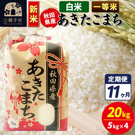 《新米》《定期便11ヶ月》あきたこまち 一等米 20kg【白米】秋田県産 こまちライン