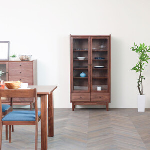 旭川家具 MUKU工房オリジナル ジャム キャビネット 引出し ウォールナット_04898