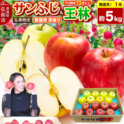 【27年1月発送】りんご 家庭用 訳あり サンふじ・王林 詰め合わせ 約5kg