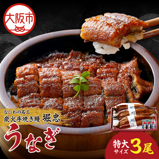 【なにわの名工】炭火手焼き鰻うなぎ 特大3尾 うなぎ_OS157-0001-02