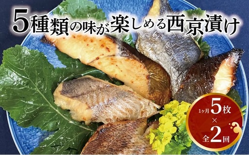 西京漬け詰合せ 銀鱈 メバル 銀ヒラス サワラ又はサバ 西京漬け詰合せ【5種5枚】【定期便2ヵ月】